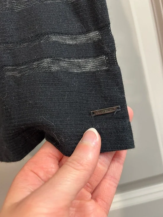 Diesel Black Mesh Lined Knit Crewneck Top - Picture 5 of 6